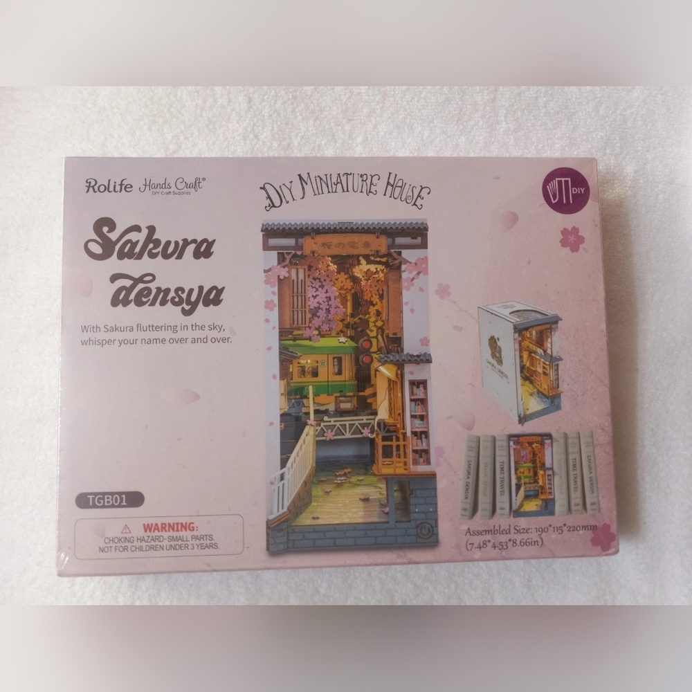 Rolife Sakura Densya 3D Wooden DIY Miniature House Book Nook Set